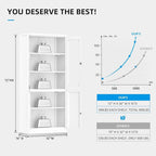 5-Tier Metal Storage Cabinet Glass Display Cabinet with Lockable Doors and Adjustable Shelves