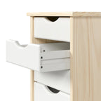 Adeptus Original Roll Cart, Solid Wood, 6 Drawer Narrow Roll Cart, Natural and White