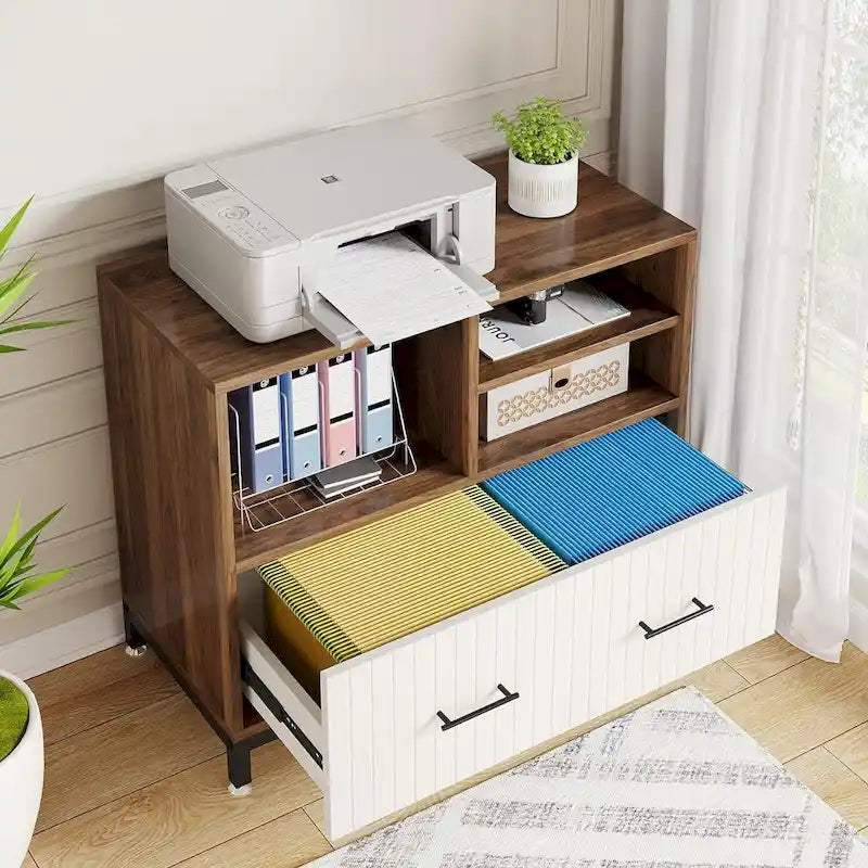 File Cabinet with Drawer, Letter/Letter/A4 Size, Adjustable Rod