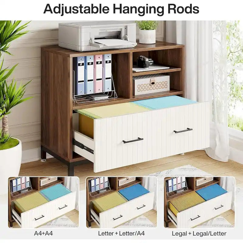 File Cabinet with Drawer, Letter/Letter/A4 Size, Adjustable Rod