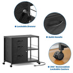 3 Drawer Wood File Cabinet with Socket Rolling Lateral Locking