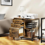 3 Drawer Wood File Cabinet with Socket Rolling Lateral Locking