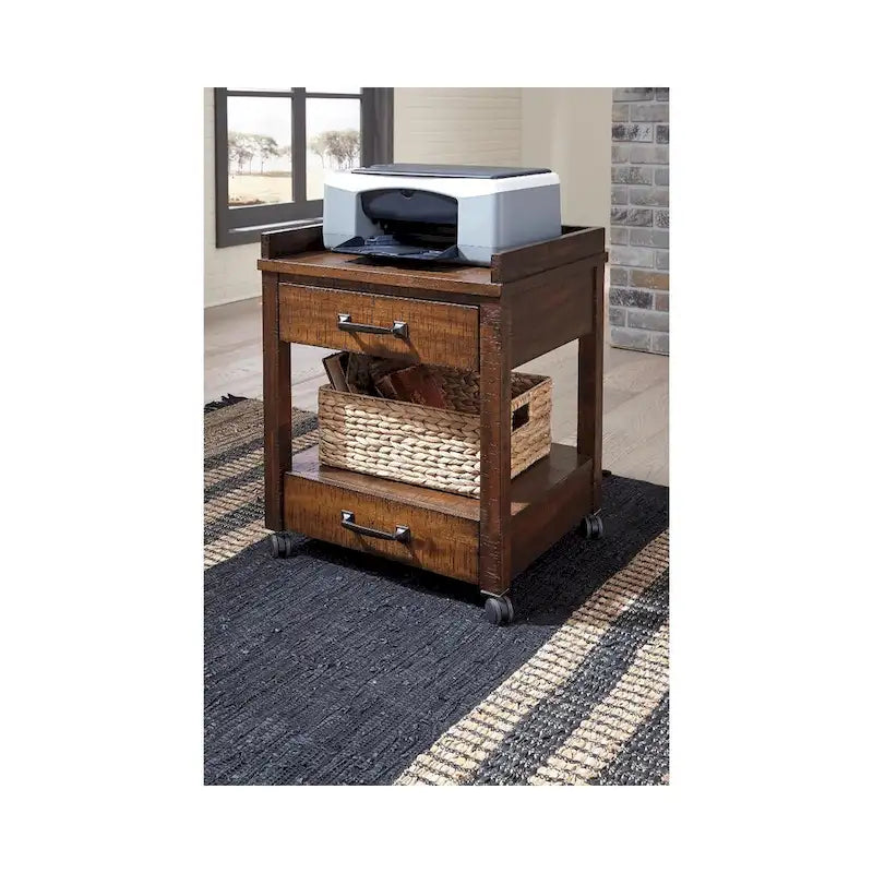 Baldridge Rustic Brown Casual Printer Stand