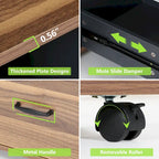 2 Drawers Lateral File Cabinets 43 inches Mobile Filing Cabinet Printer Stand Office Cabinet