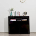 Contemporary 2-Door Storage Cabinet with LED Lights