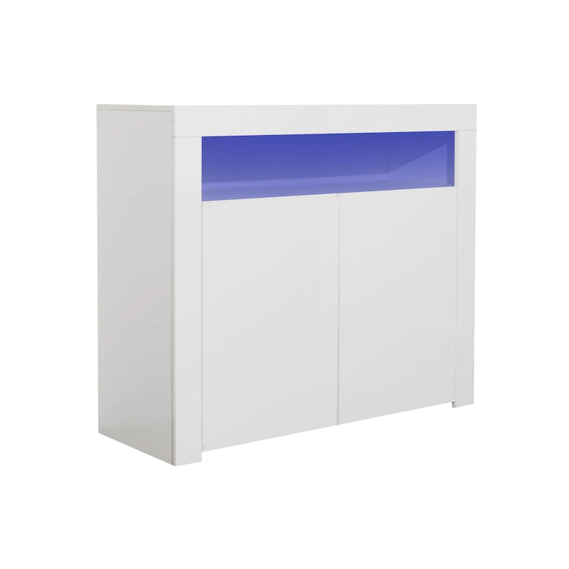 Contemporary 2-Door Storage Cabinet with LED Lights