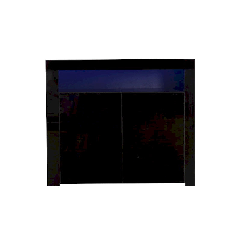 Contemporary 2-Door Storage Cabinet with LED Lights