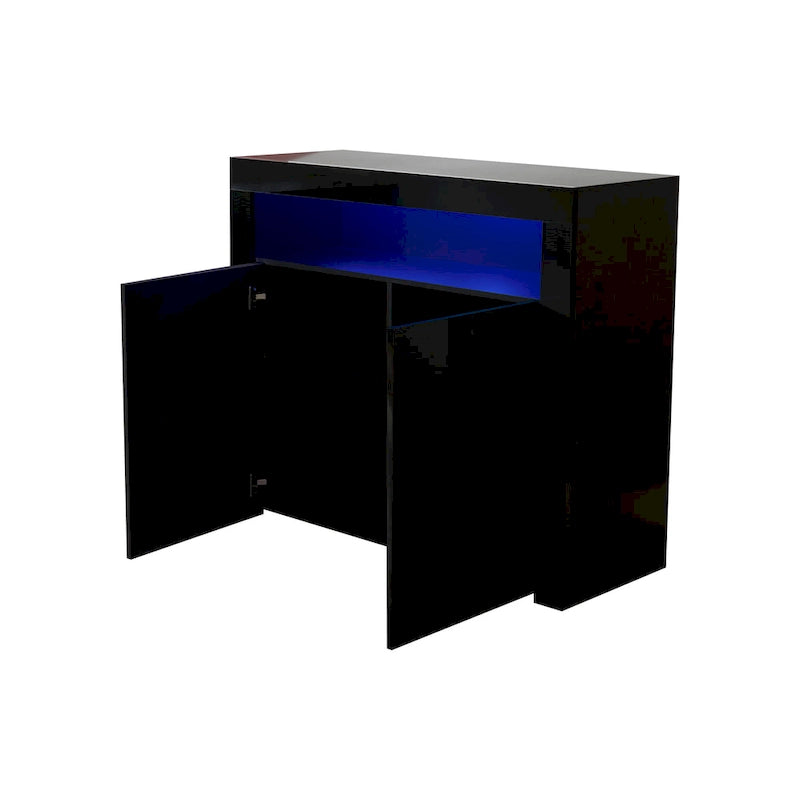 Contemporary 2-Door Storage Cabinet with LED Lights