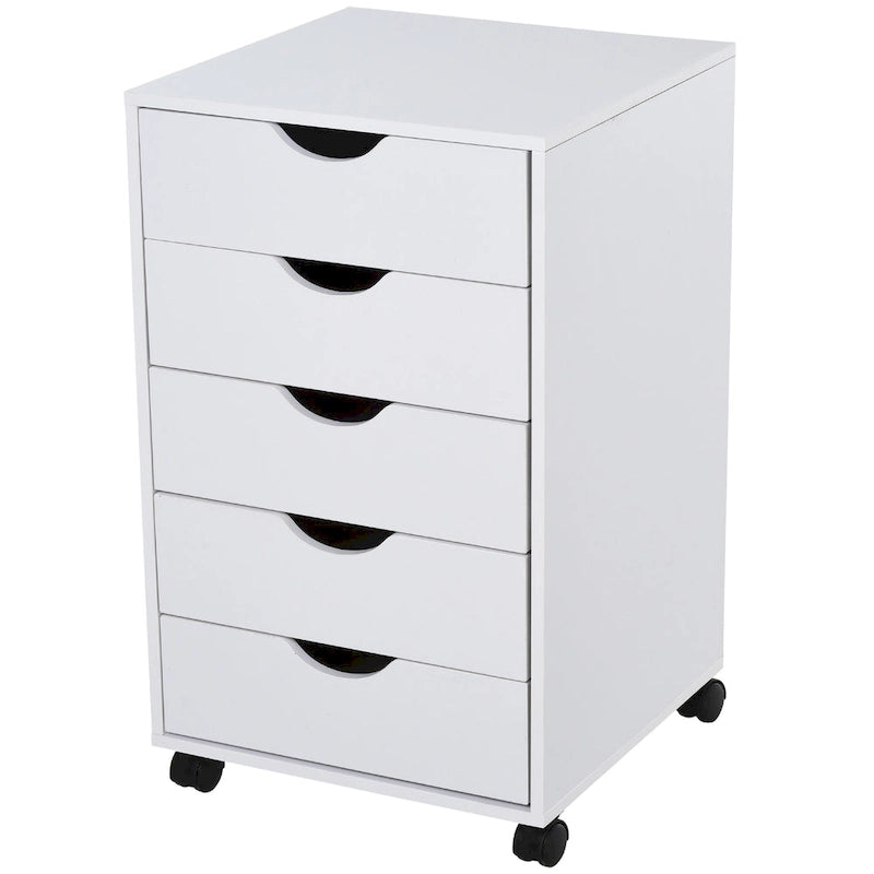HOMCOM 5 Drawer Storage Organizer with Nordic Minimalist Modern Style & Wheels - 15.75*15.75*26.5