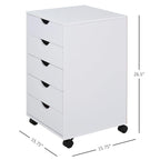HOMCOM 5 Drawer Storage Organizer with Nordic Minimalist Modern Style & Wheels - 15.75*15.75*26.5