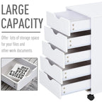 HOMCOM 5 Drawer Storage Organizer with Nordic Minimalist Modern Style & Wheels - 15.75*15.75*26.5