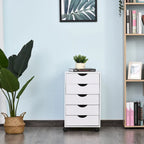 HOMCOM 5 Drawer Storage Organizer with Nordic Minimalist Modern Style & Wheels - 15.75*15.75*26.5