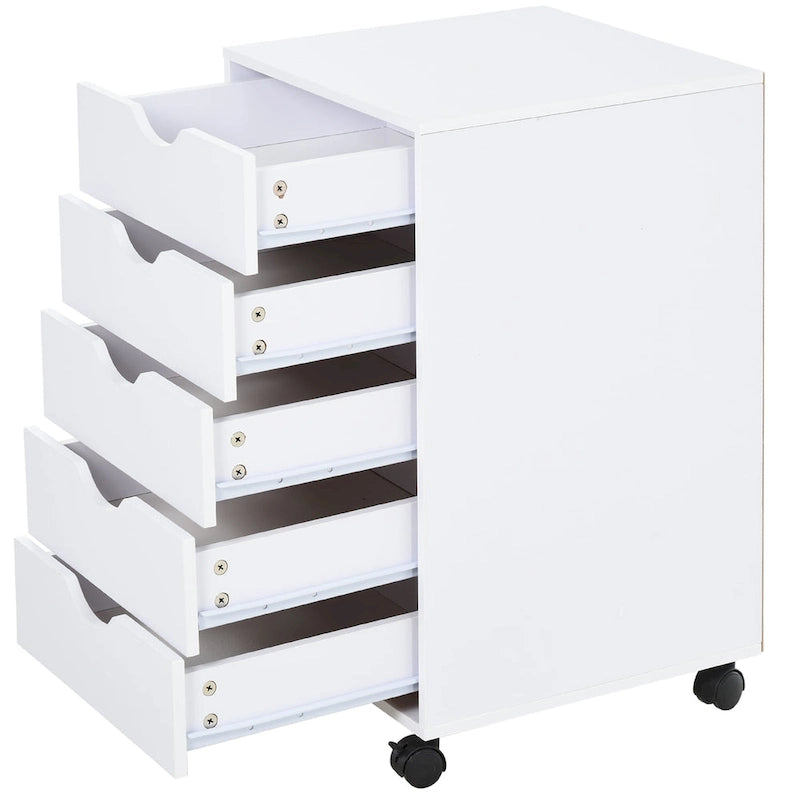 HOMCOM 5 Drawer Storage Organizer with Nordic Minimalist Modern Style & Wheels - 15.75*15.75*26.5