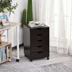 HOMCOM 5 Drawer Storage Organizer with Nordic Minimalist Modern Style & Wheels - 15.75*15.75*26.5
