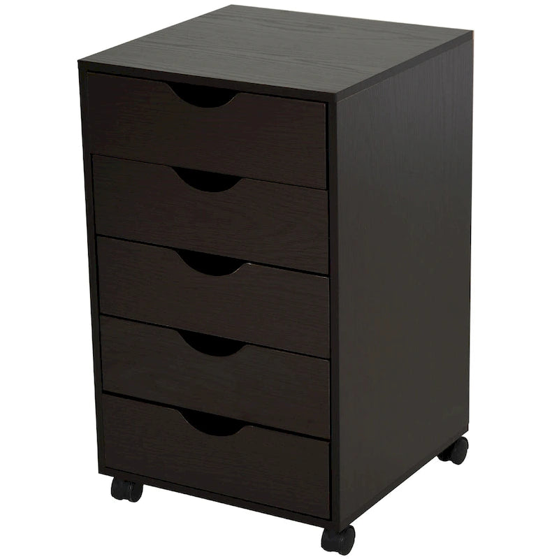 HOMCOM 5 Drawer Storage Organizer with Nordic Minimalist Modern Style & Wheels - 15.75*15.75*26.5