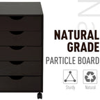 HOMCOM 5 Drawer Storage Organizer with Nordic Minimalist Modern Style & Wheels - 15.75*15.75*26.5