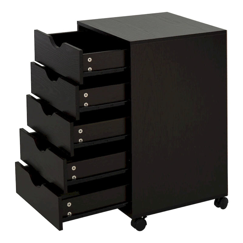 HOMCOM 5 Drawer Storage Organizer with Nordic Minimalist Modern Style & Wheels - 15.75*15.75*26.5