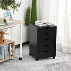 HOMCOM 5 Drawer Storage Organizer with Nordic Minimalist Modern Style & Wheels - 15.75*15.75*26.5
