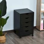 HOMCOM 5 Drawer Storage Organizer with Nordic Minimalist Modern Style & Wheels - 15.75*15.75*26.5