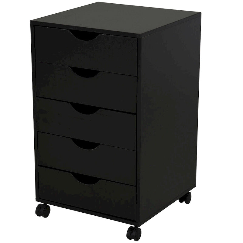 HOMCOM 5 Drawer Storage Organizer with Nordic Minimalist Modern Style & Wheels - 15.75*15.75*26.5
