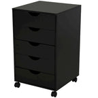 HOMCOM 5 Drawer Storage Organizer with Nordic Minimalist Modern Style & Wheels - 15.75*15.75*26.5