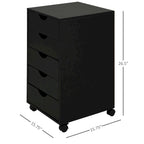 HOMCOM 5 Drawer Storage Organizer with Nordic Minimalist Modern Style & Wheels - 15.75*15.75*26.5