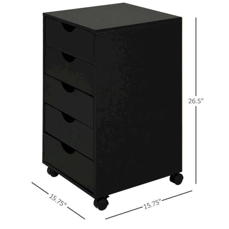 HOMCOM 5 Drawer Storage Organizer with Nordic Minimalist Modern Style & Wheels - 15.75*15.75*26.5