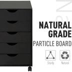 HOMCOM 5 Drawer Storage Organizer with Nordic Minimalist Modern Style & Wheels - 15.75*15.75*26.5