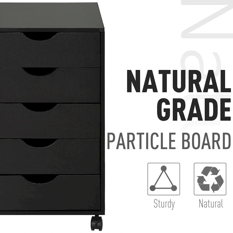 HOMCOM 5 Drawer Storage Organizer with Nordic Minimalist Modern Style & Wheels - 15.75*15.75*26.5