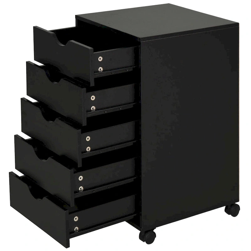 HOMCOM 5 Drawer Storage Organizer with Nordic Minimalist Modern Style & Wheels - 15.75*15.75*26.5