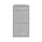 Space Solutions 18 Deep 3 Drawer Metal File Cabinet, Arctic Silver