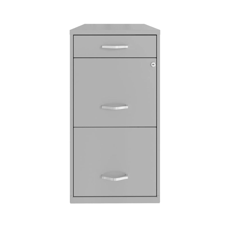 Space Solutions 18 Deep 3 Drawer Metal File Cabinet, Arctic Silver