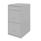 Space Solutions 18 Deep 3 Drawer Metal File Cabinet, Arctic Silver