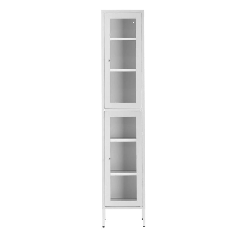 Avish 71-inch White Two Clear Door Metal Cabinet