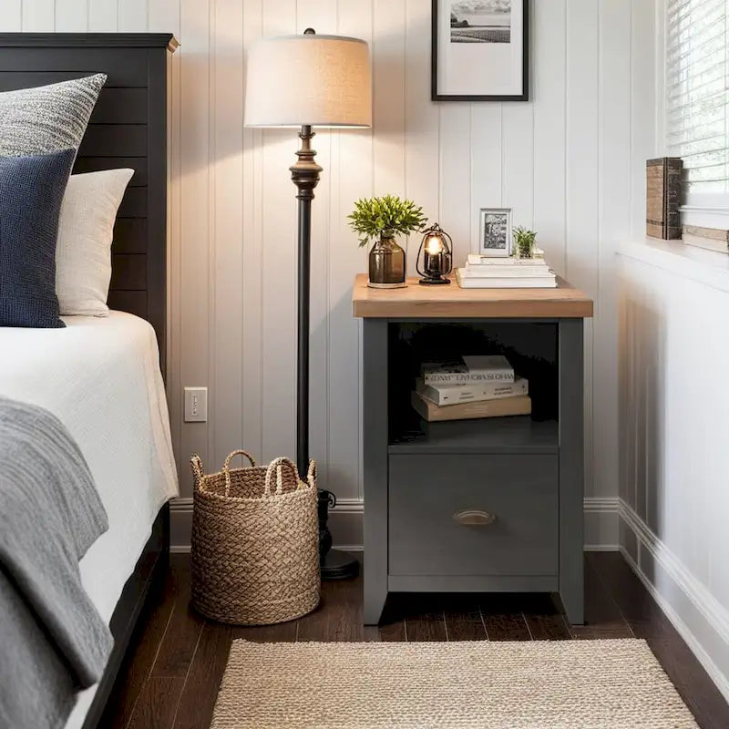 Bridgevine Home Modern Farmhouse 22 inch 1-drawer file, No Assembly Required, Two-Tone Finish