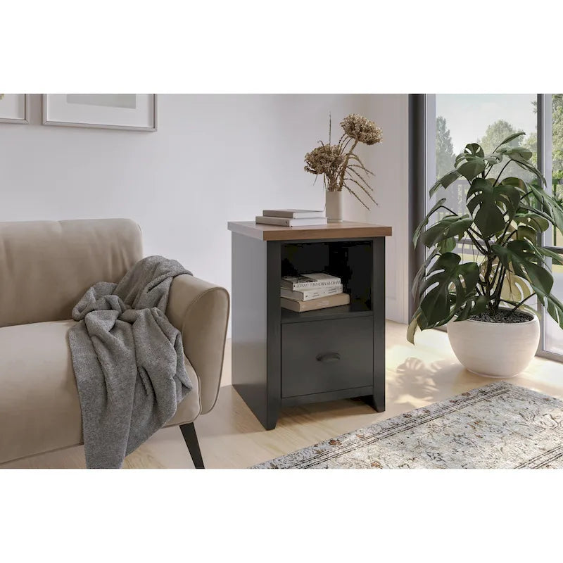 Bridgevine Home Modern Farmhouse 22 inch 1-drawer file, No Assembly Required, Two-Tone Finish