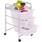 3 Drawers Cart Storage Bin Organizer Rolling Storage Cart