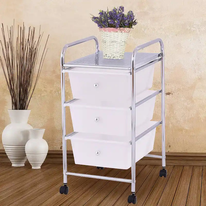 3 Drawers Cart Storage Bin Organizer Rolling Storage Cart
