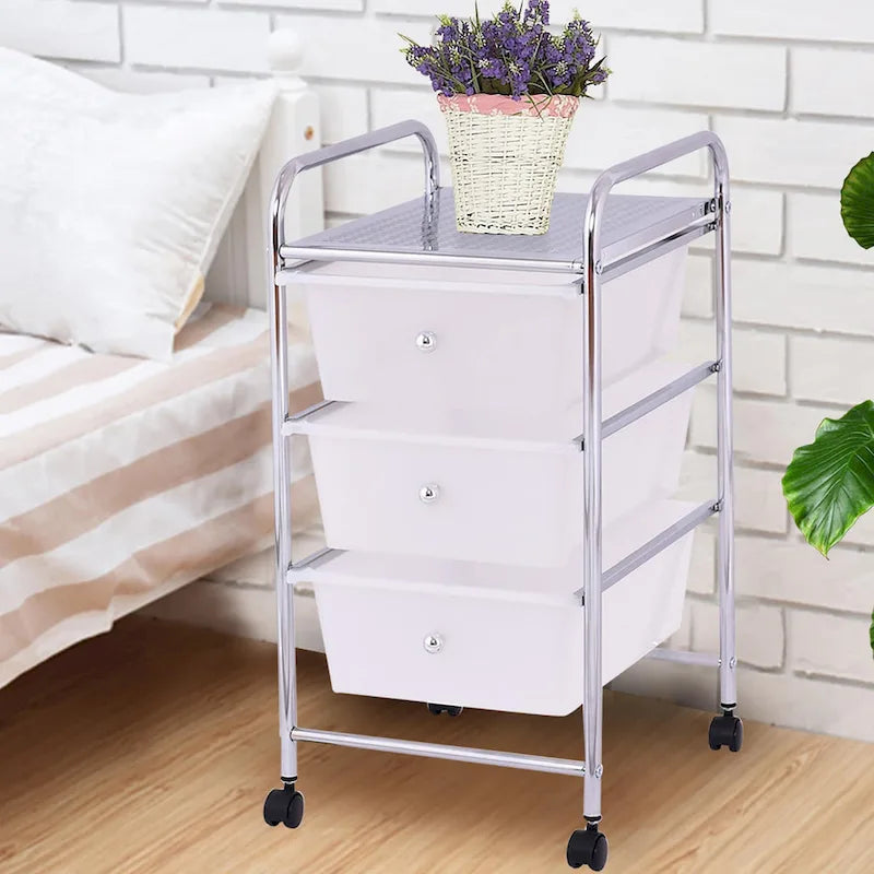3 Drawers Cart Storage Bin Organizer Rolling Storage Cart