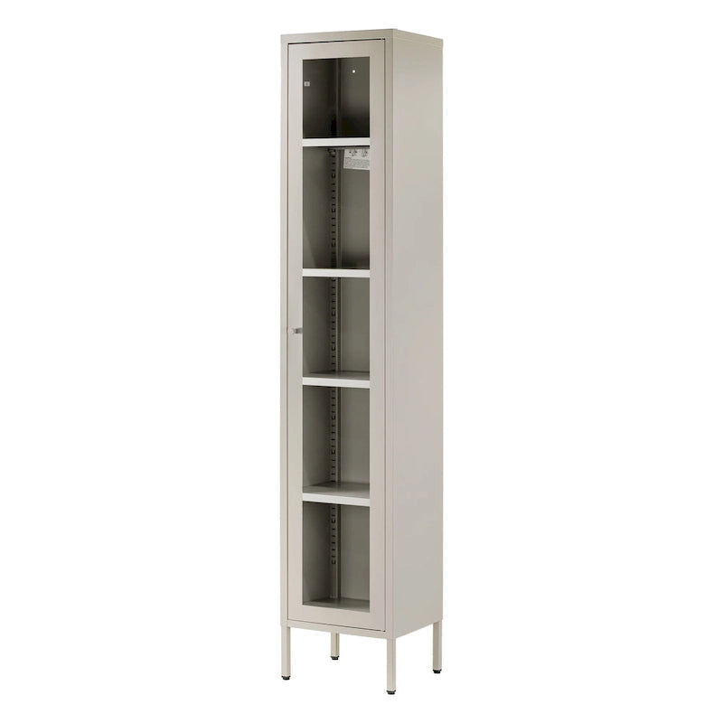 Avis 71-inch Grey Metal Cabinet with Clear Door