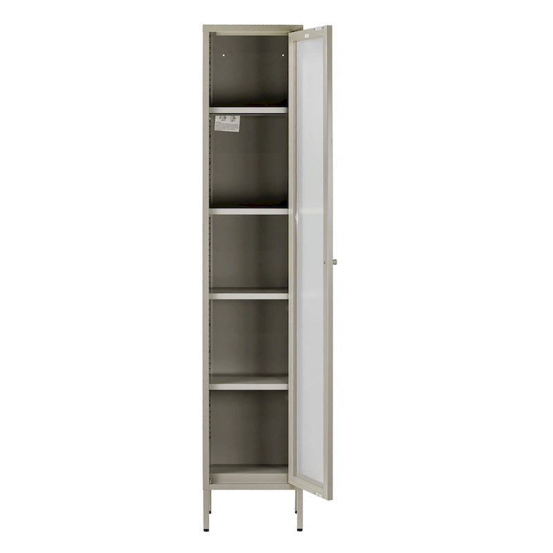 Avis 71-inch Grey Metal Cabinet with Clear Door