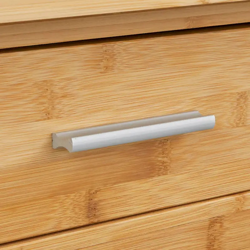 Simple Living Bamboo Glass Door Linen Floor Cabinet