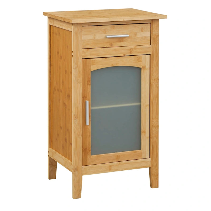 Simple Living Bamboo Glass Door Linen Floor Cabinet