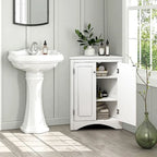 Free-Standing Corner Cabinet with 2 Doors and Adjustable Shelves - 31.5H