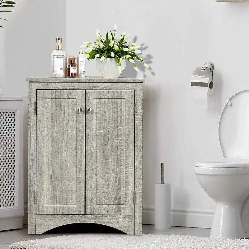 Free-Standing Corner Cabinet with 2 Doors and Adjustable Shelves - 31.5H