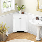 Free-Standing Corner Cabinet with 2 Doors and Adjustable Shelves - 31.5H