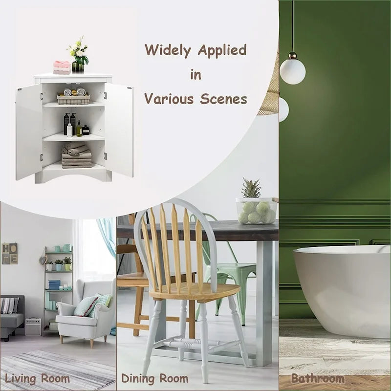 Free-Standing Corner Cabinet with 2 Doors and Adjustable Shelves - 31.5H