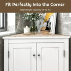 Free-Standing Corner Cabinet with 2 Doors and Adjustable Shelves - 31.5H