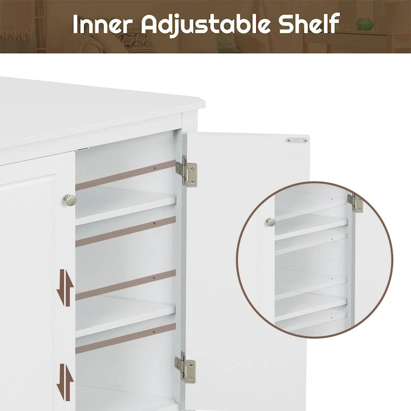 Free-Standing Corner Cabinet with 2 Doors and Adjustable Shelves - 31.5H