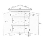 Free-Standing Corner Cabinet with 2 Doors and Adjustable Shelves - 31.5H